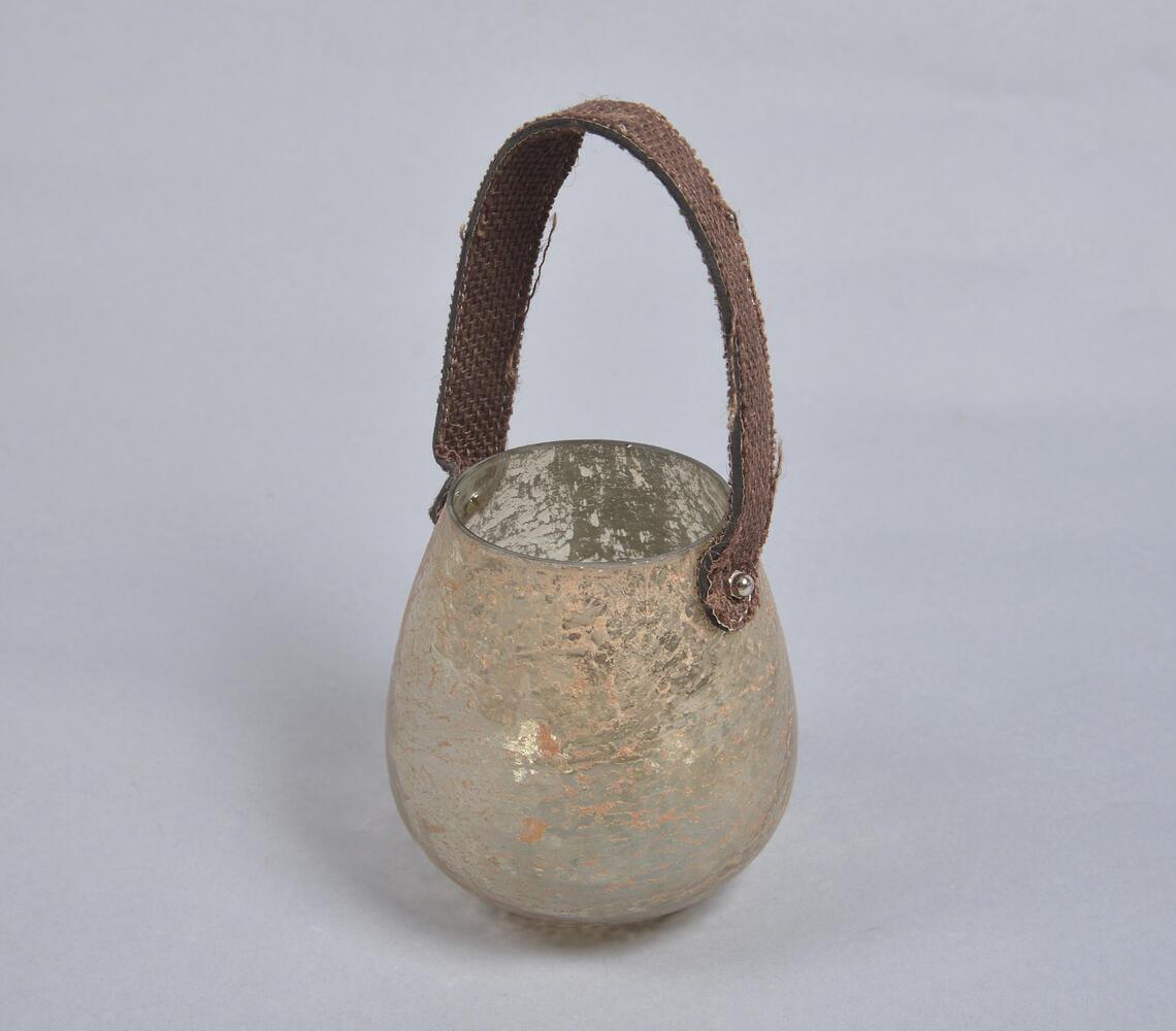 Mercury Glass Votive with Leather Handle - GAAIA