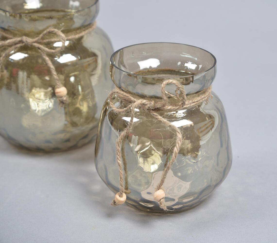 Mercury Toned Smokey Glass Votives (Set of 2) - GAAIA