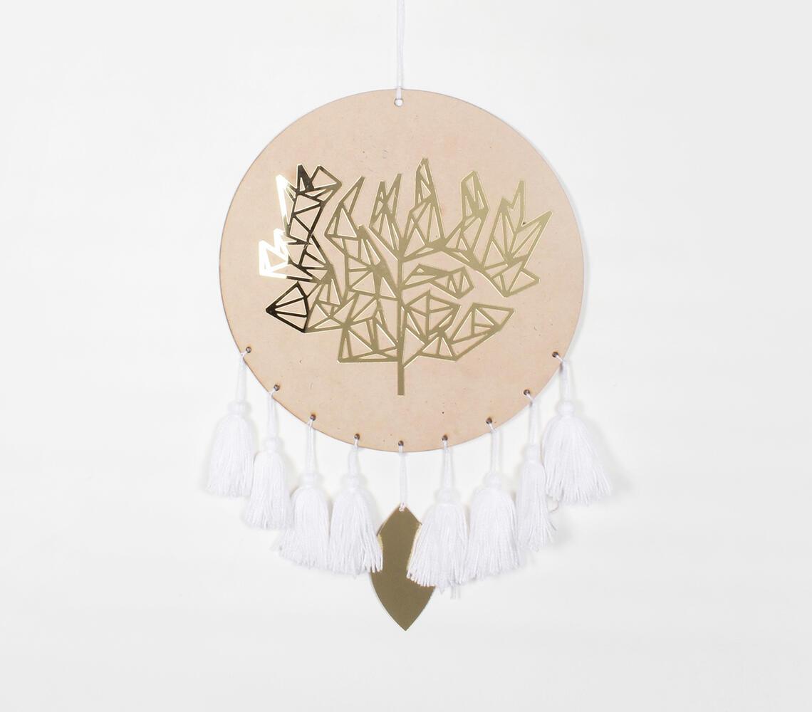 Mirror-Finishing Acrylic & Round MDF Tasseled Wall Hanging - GAAIA