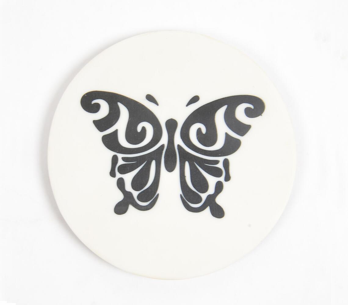 Monochromatic Butterfly MDF & Resin Coasters (Set of 4) - GAAIA