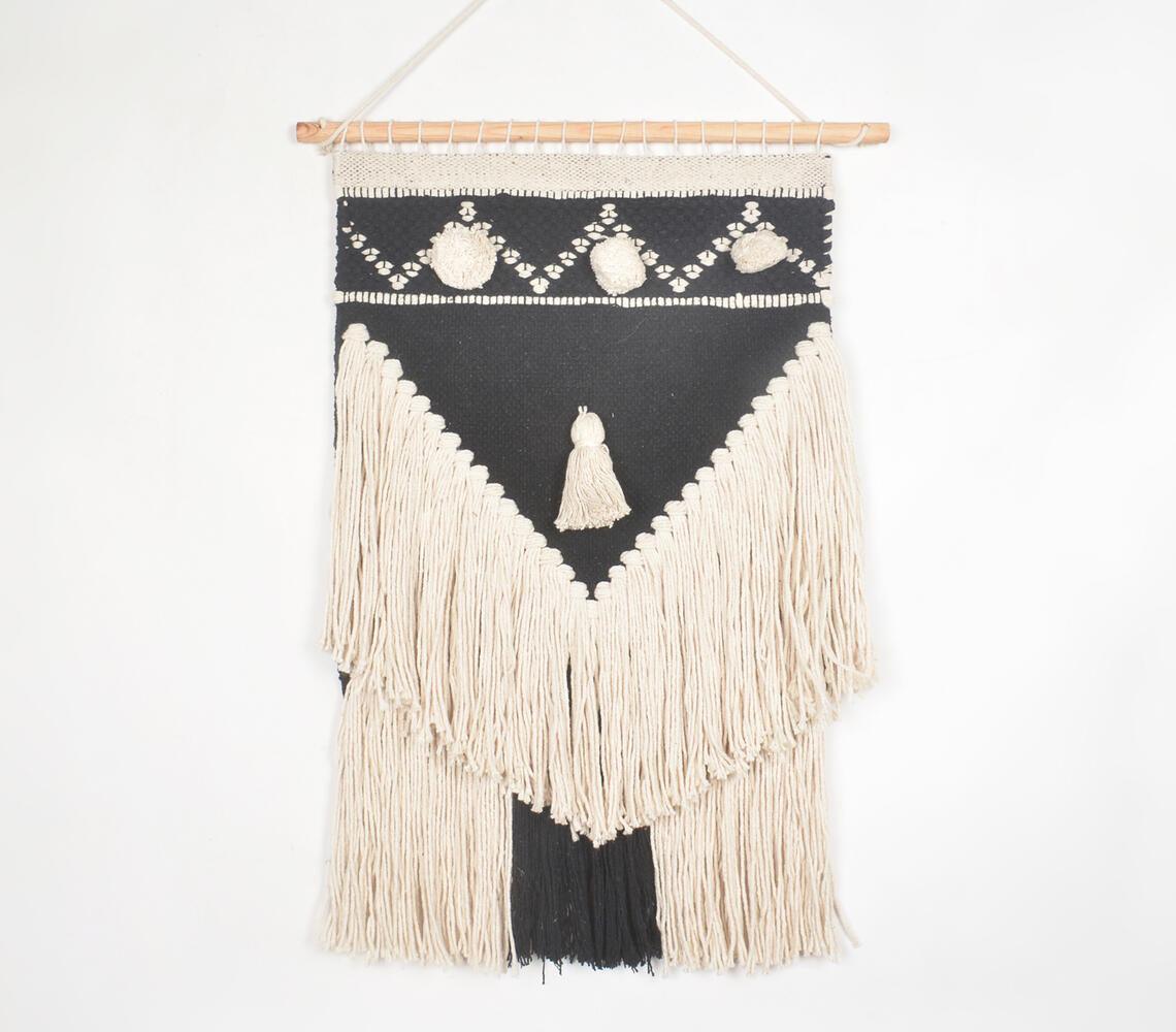 Monochrome Tasseled & Fringed Wall Hanging - GAAIA