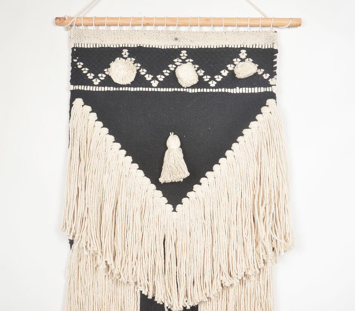 Monochrome Tasseled & Fringed Wall Hanging - GAAIA