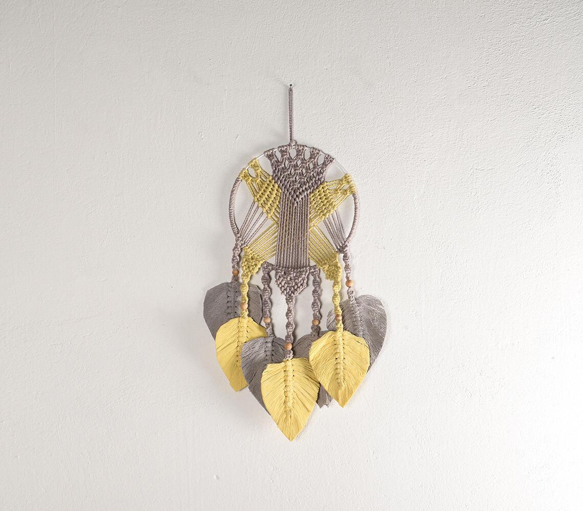 Mustard & Grey Macrame Dreamcatcher - GAAIA