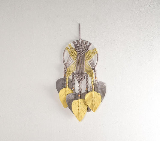 Mustard & Grey Macrame Dreamcatcher - GAAIA