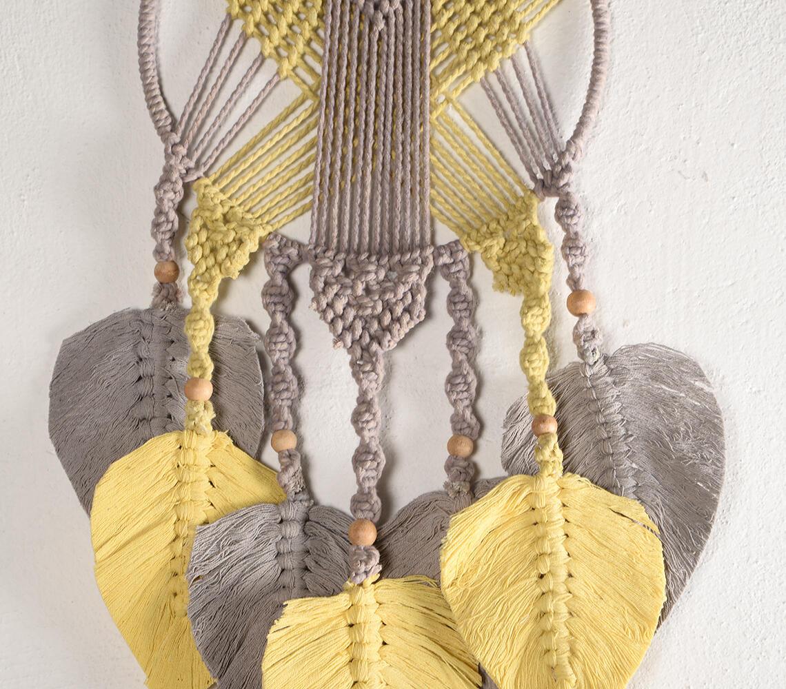 Mustard & Grey Macrame Dreamcatcher - GAAIA