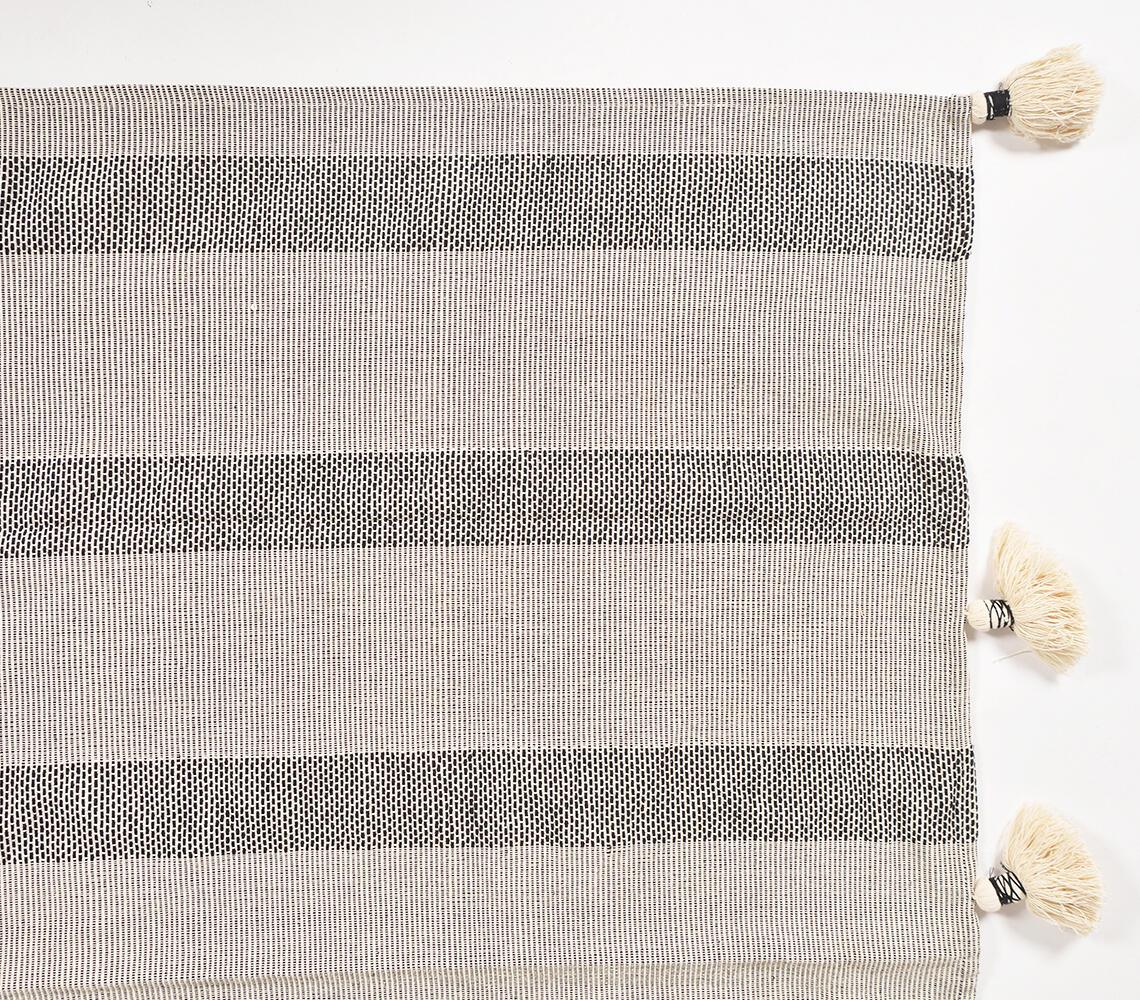 Neutral Striped & Tasseled Throw - GAAIA