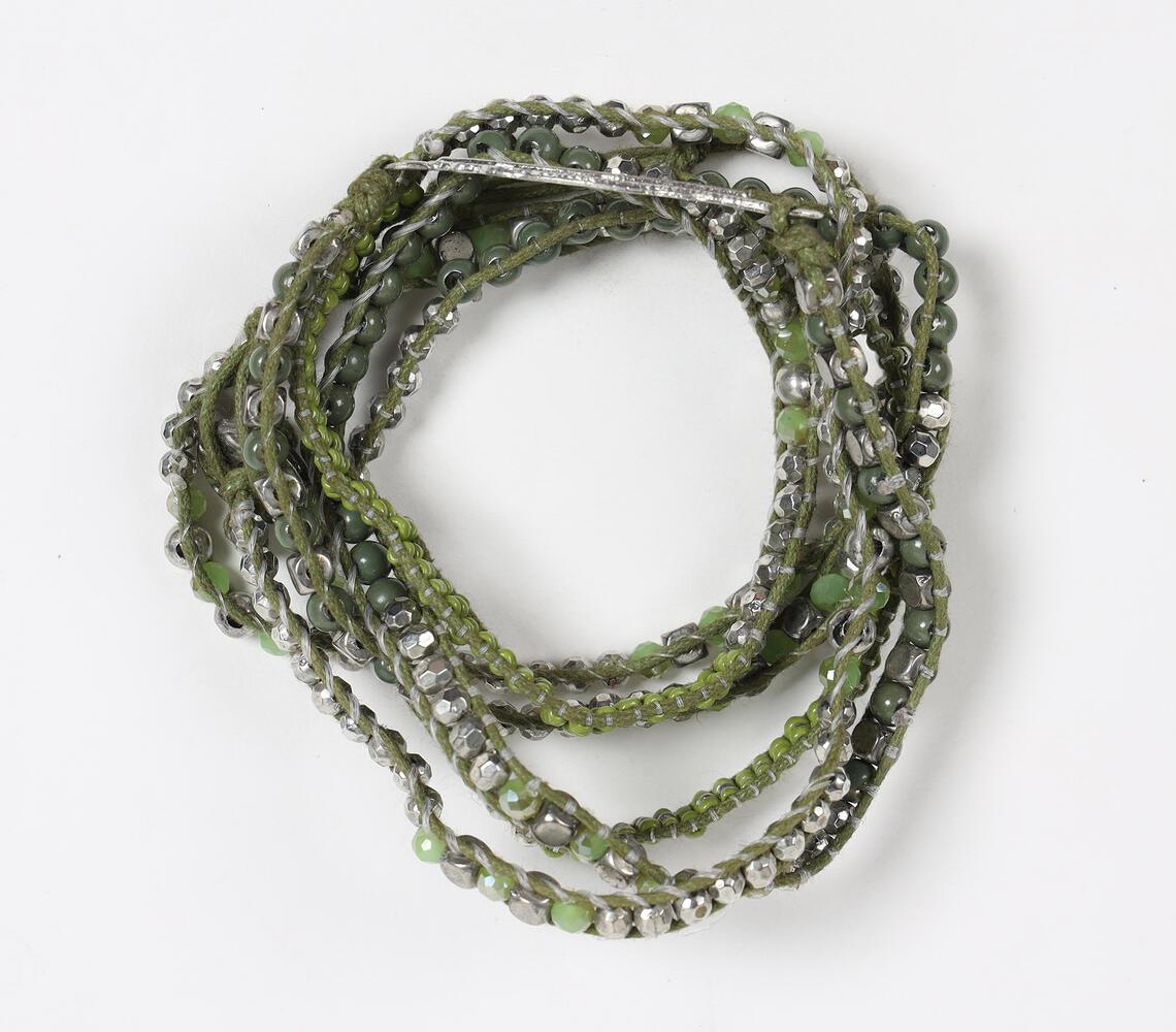 Olive & Metallic Beaded Cluster Bracelet - GAAIA