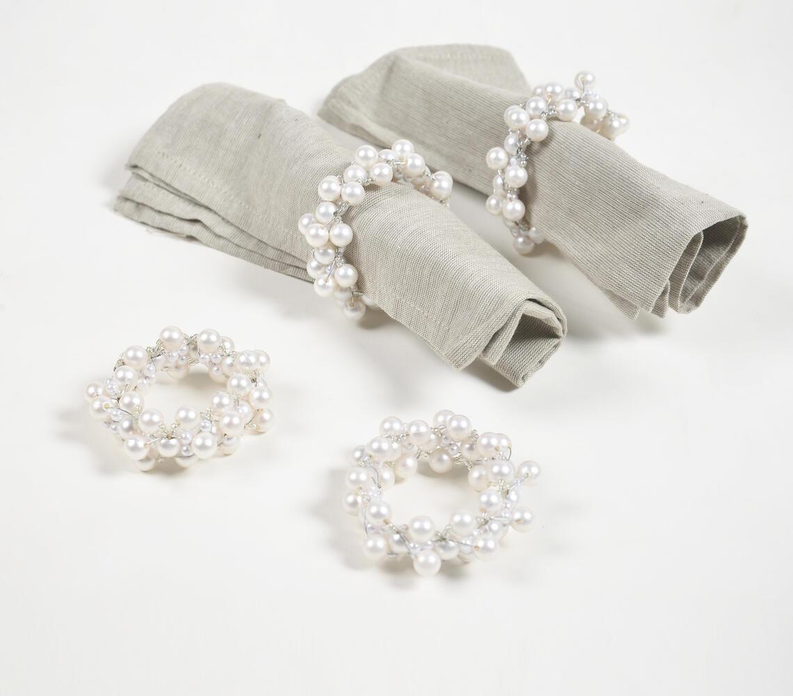 Pearl Embellished Napkin rings (set of 4) - GAAIA