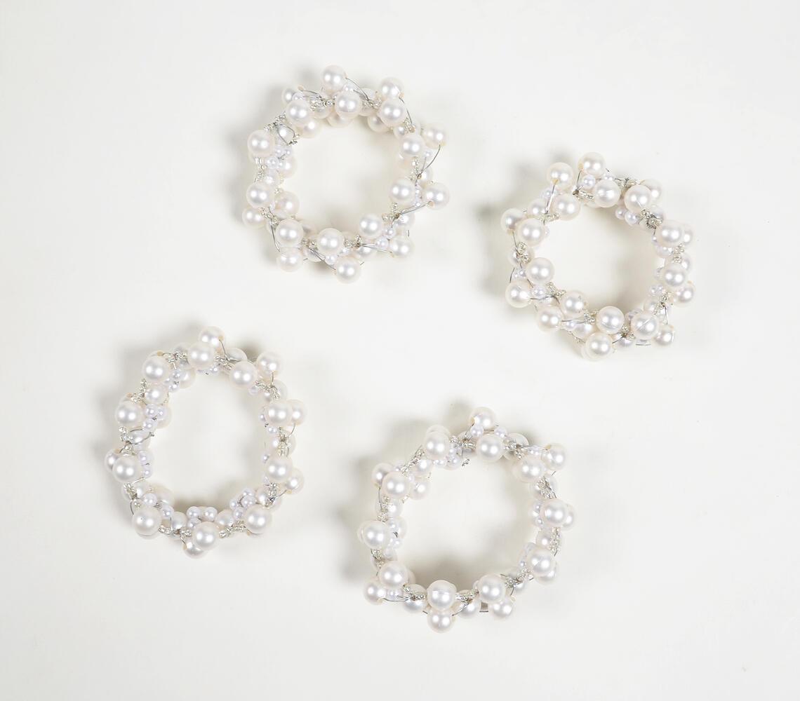 Pearl Embellished Napkin rings (set of 4) - GAAIA