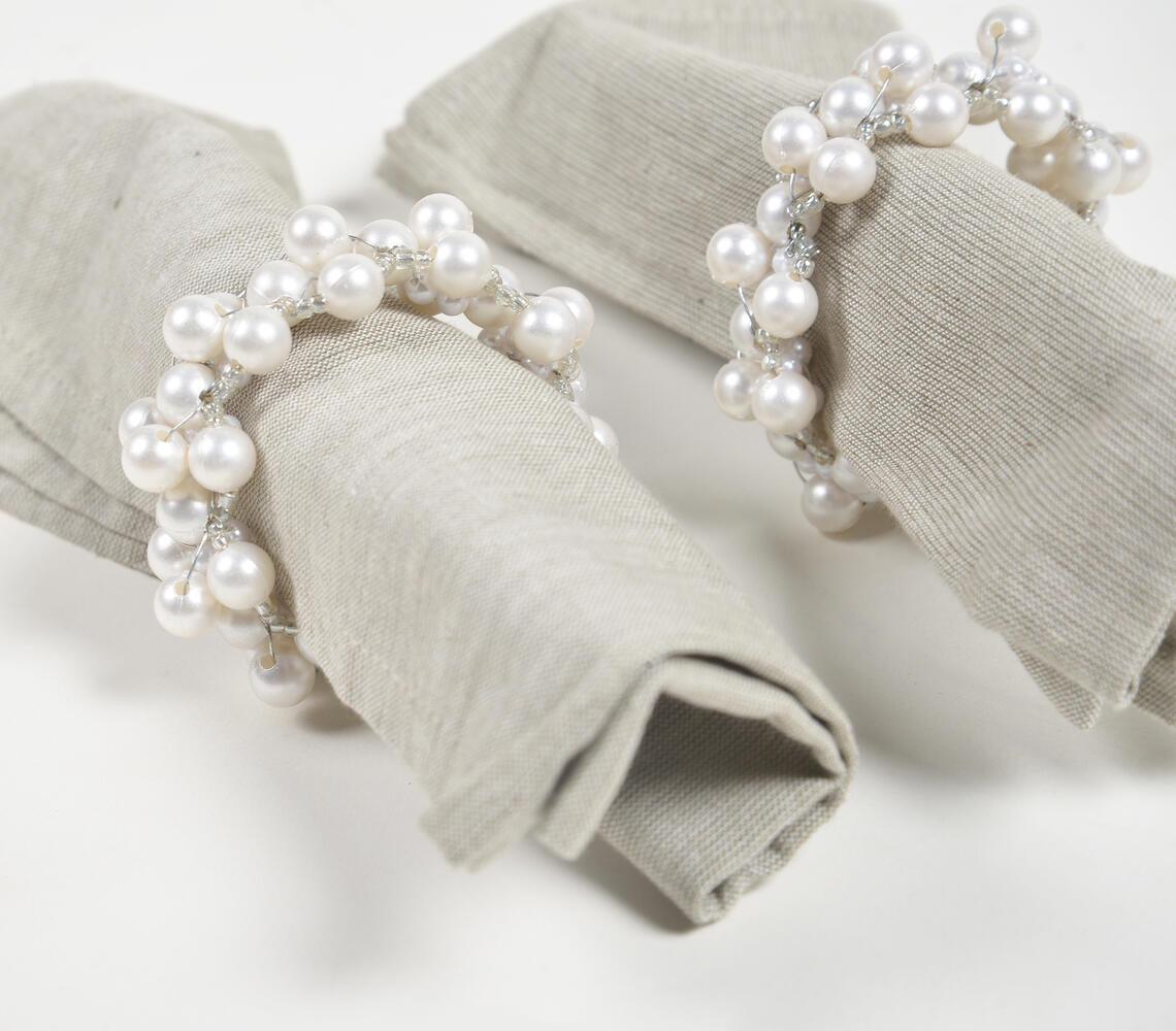 Pearl Embellished Napkin rings (set of 4) - GAAIA