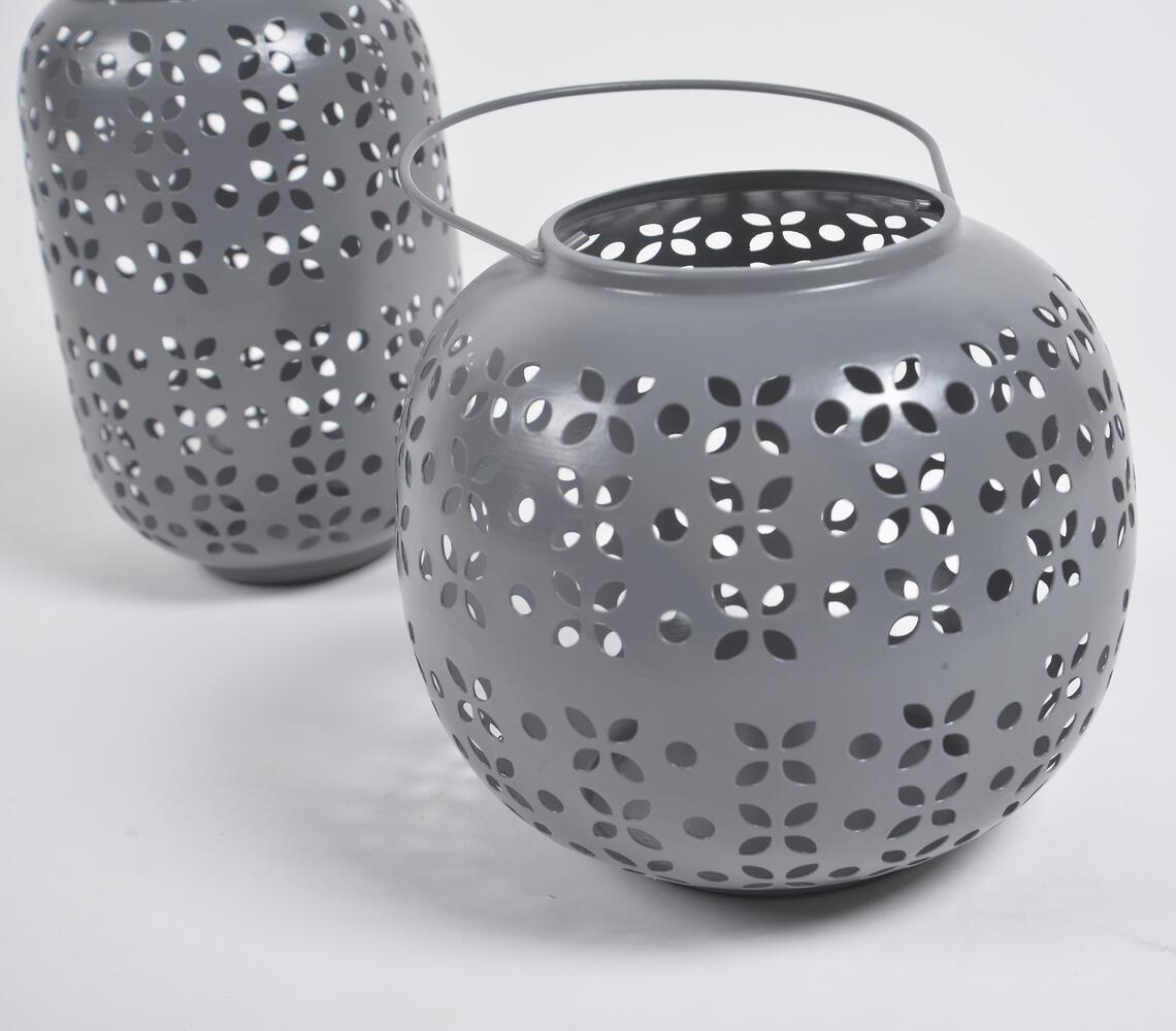 Perforated Grey Iron Lanterns (Set of 2) - GAAIA