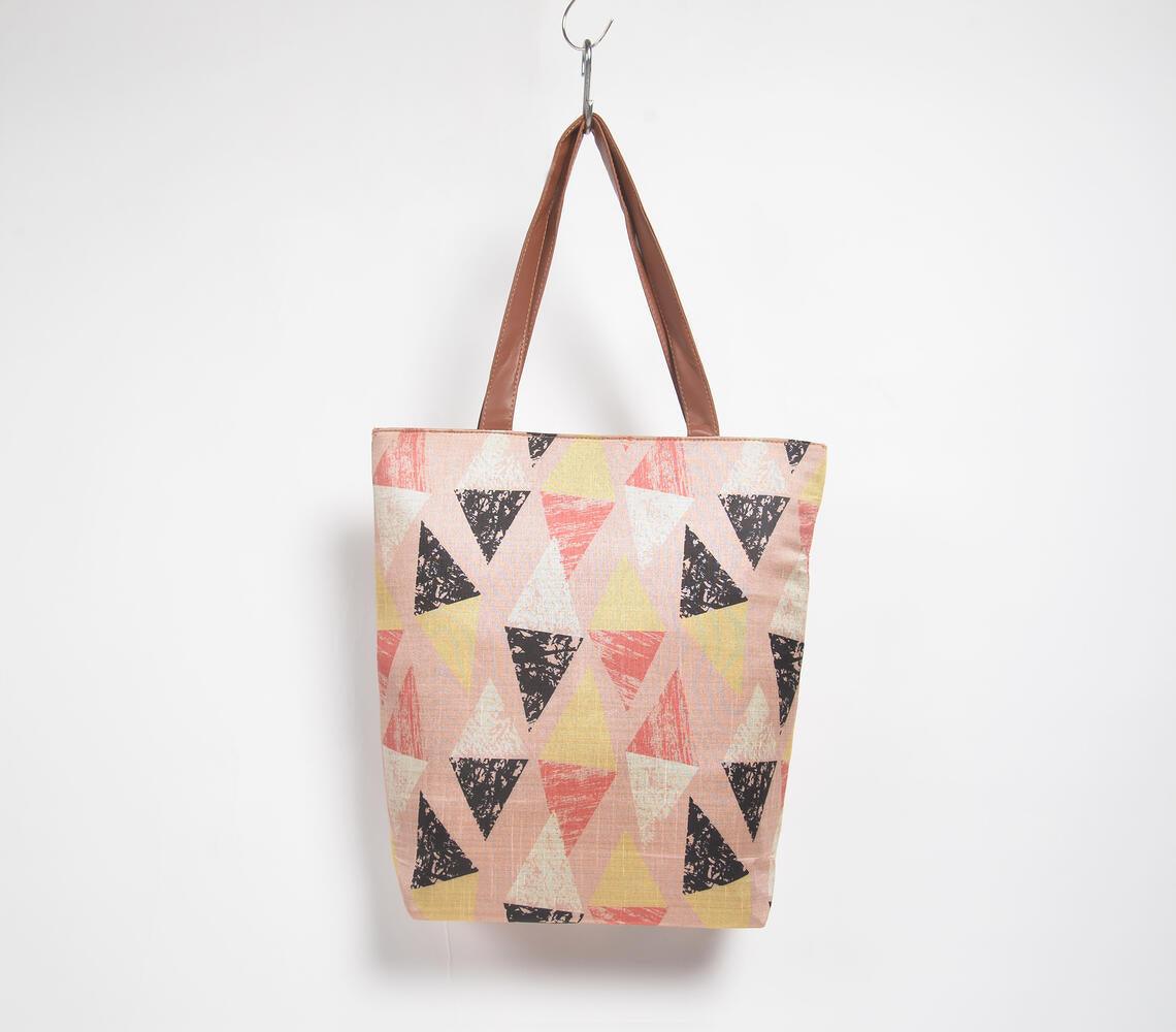 Printed Distressed Triangles Tote Bag - GAAIA