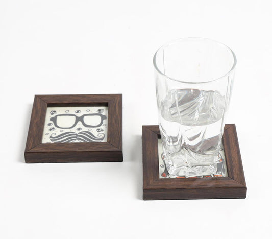 Quirky Hand painted Framed Coasters (Set of 2) - GAAIA