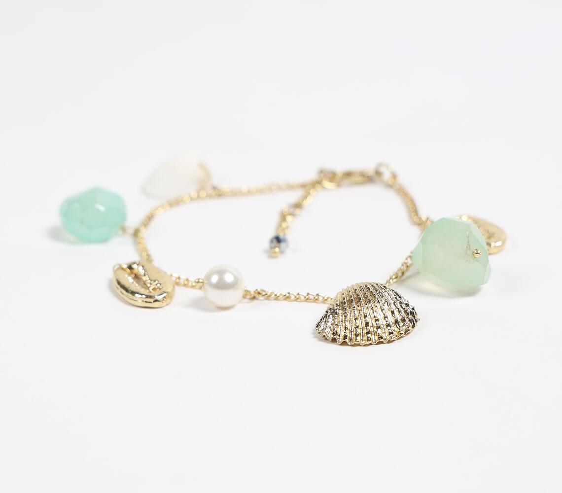 Recycled Brass & Natural Stone Charms Anklet - GAAIA