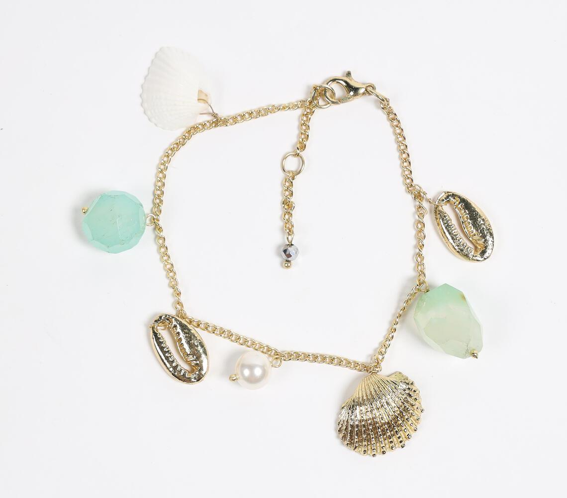 Recycled Brass & Natural Stone Charms Anklet - GAAIA