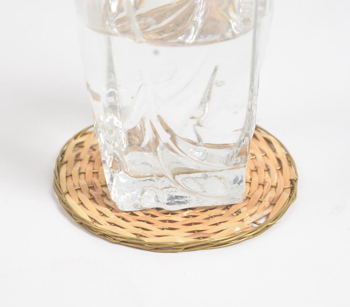 Round Cane & Brass Classic Coasters (Set of 4) - GAAIA