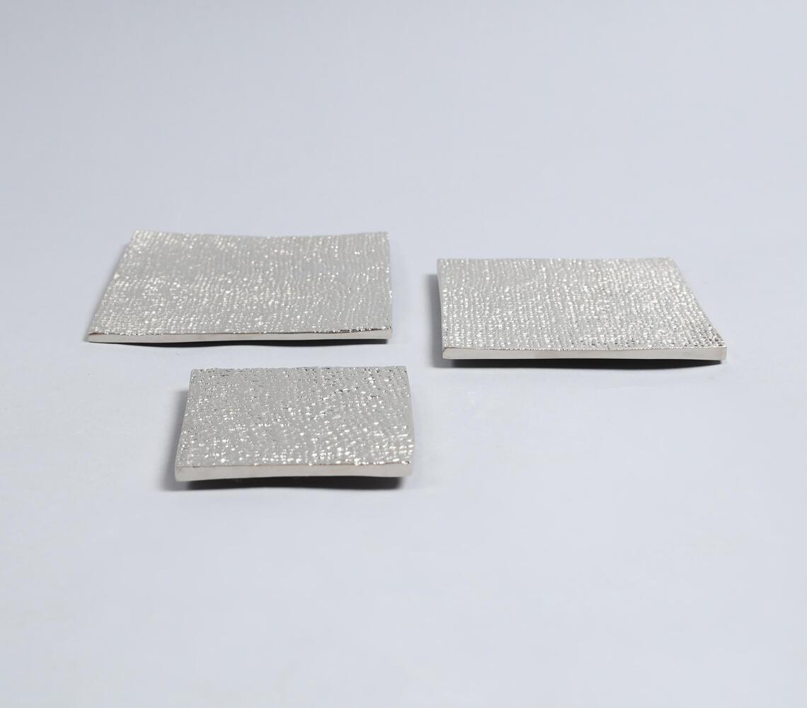 Sand Cast Aluminium Square Textured Candle Plates (Set of 3) - GAAIA