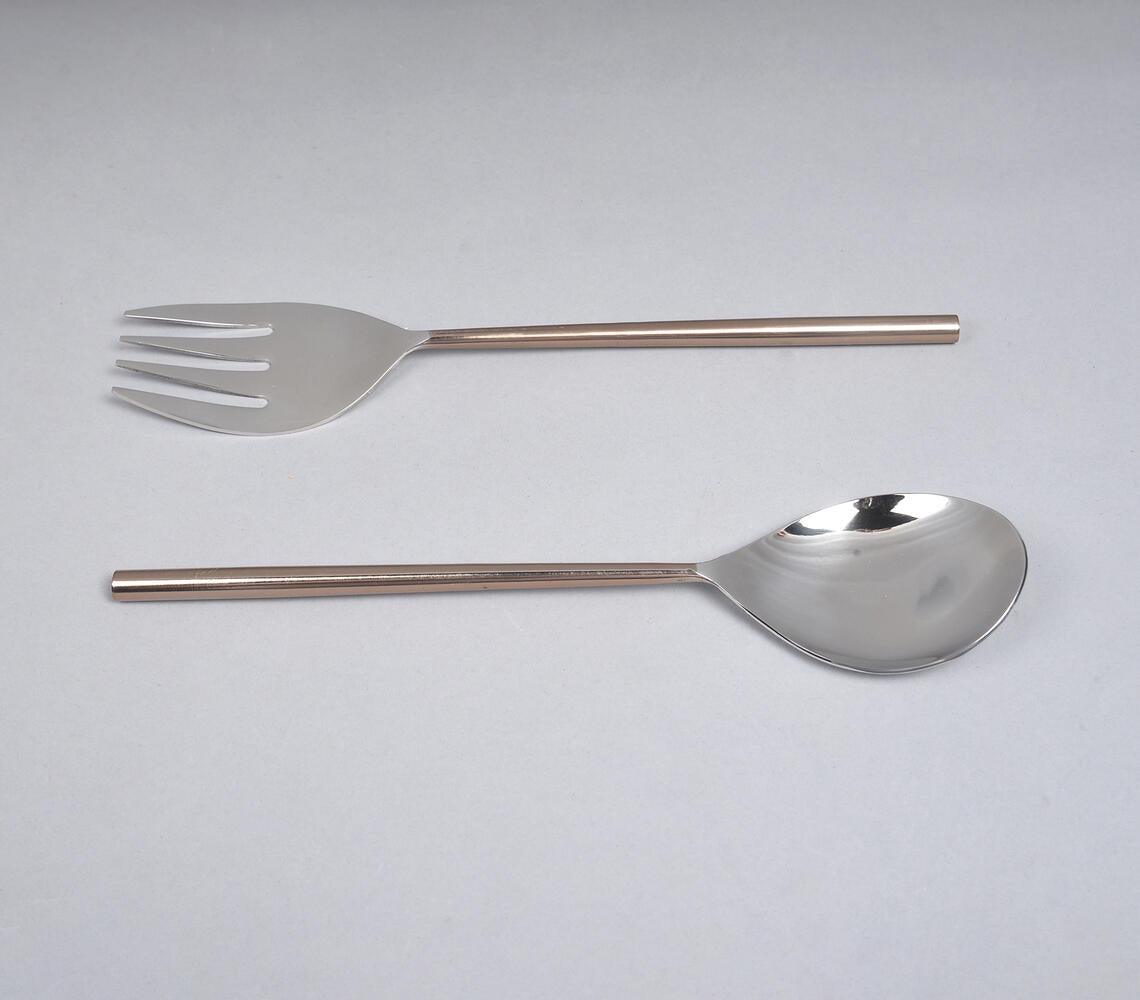 Silver & Rose-Gold-Toned Stainless Steel Salad Cutlery (Set of 2) - GAAIA