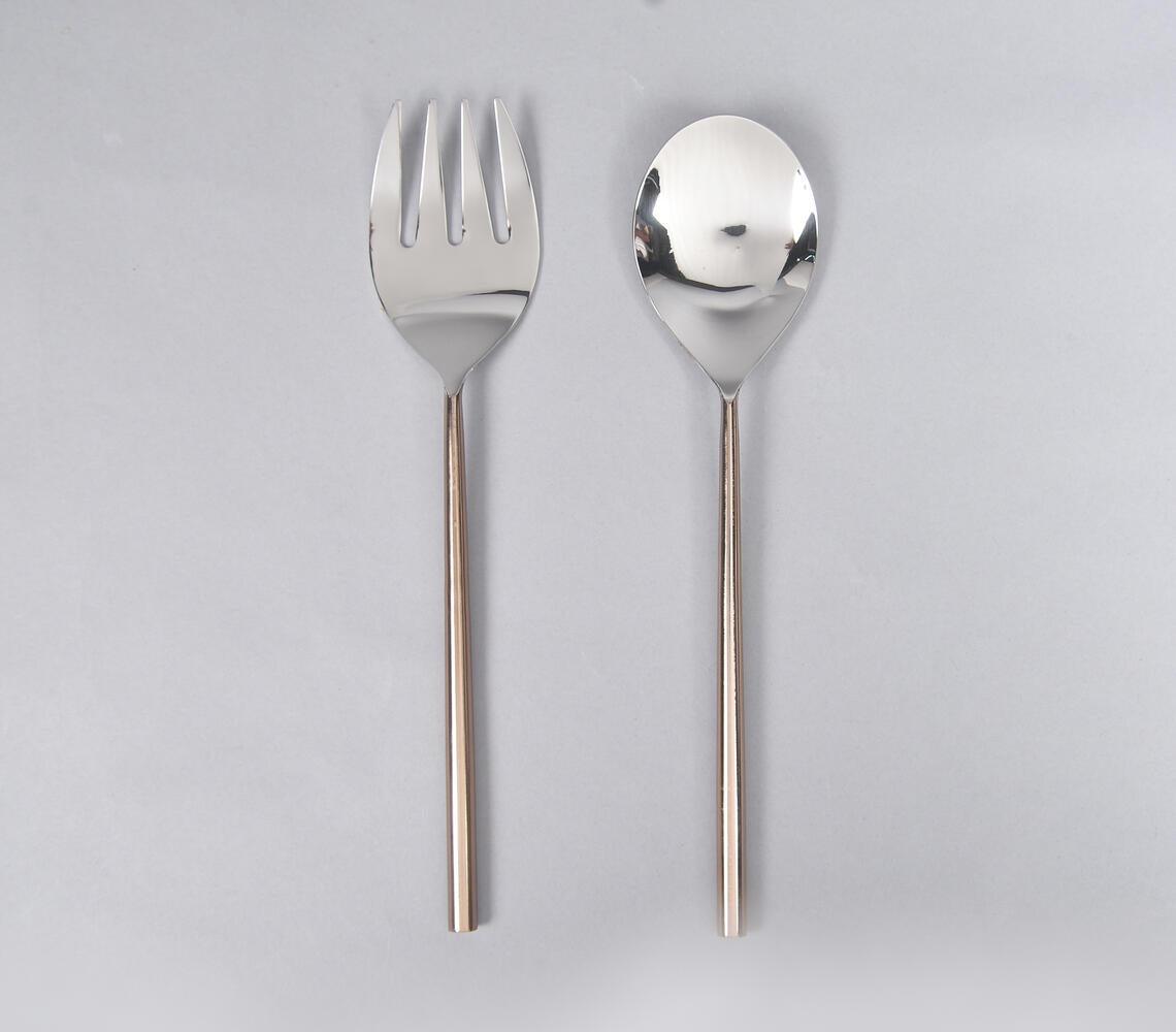 Silver & Rose-Gold-Toned Stainless Steel Salad Cutlery (Set of 2) - GAAIA