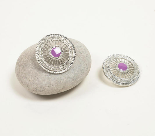 Silver-Toned Wheel Stud Earrings - GAAIA