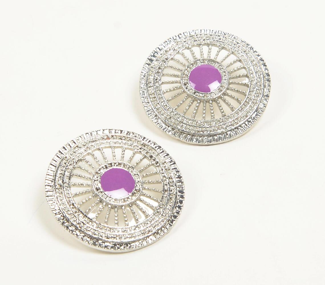 Silver-Toned Wheel Stud Earrings - GAAIA