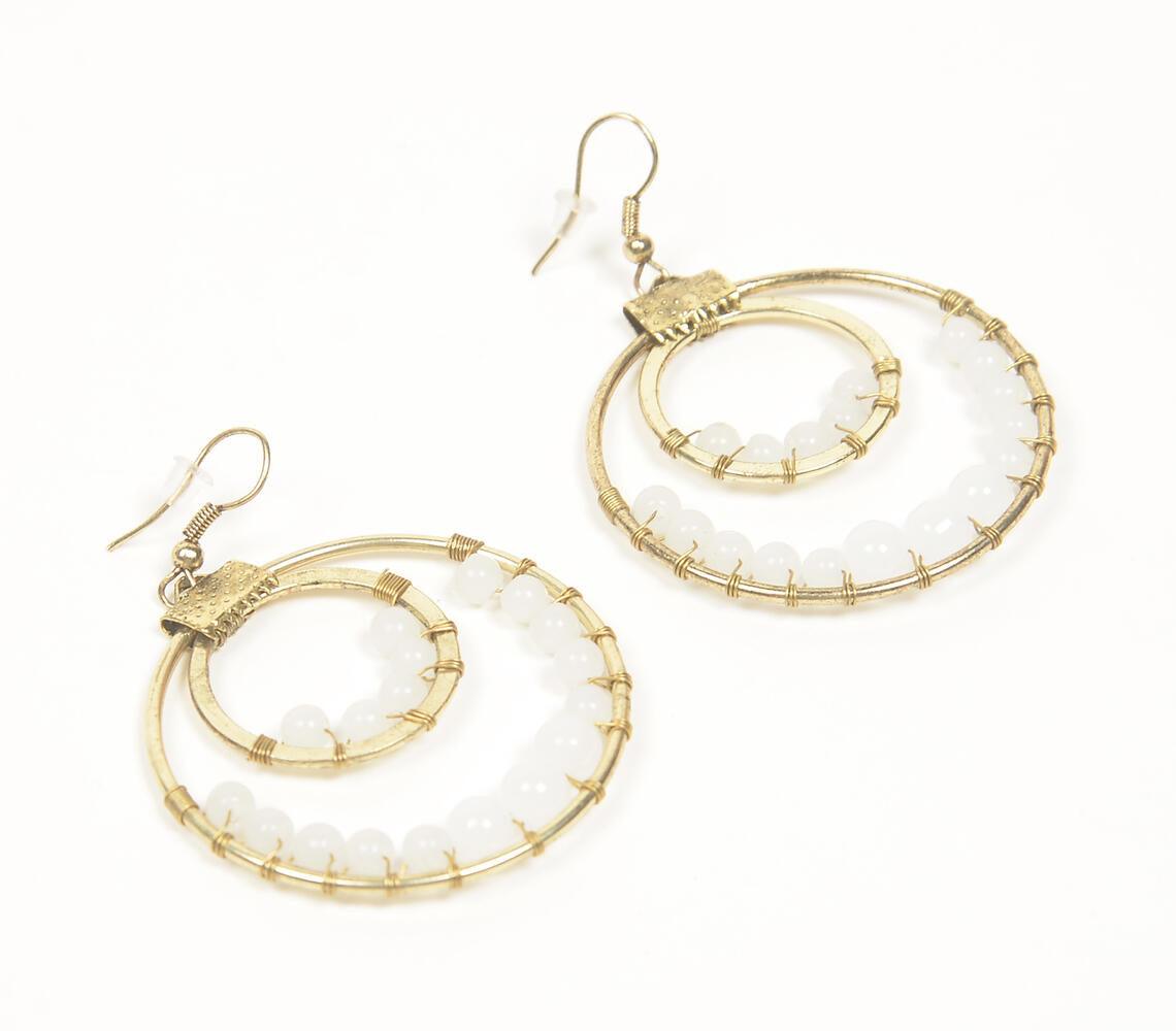 Snow Beads on Metal Dangle Earrings - GAAIA