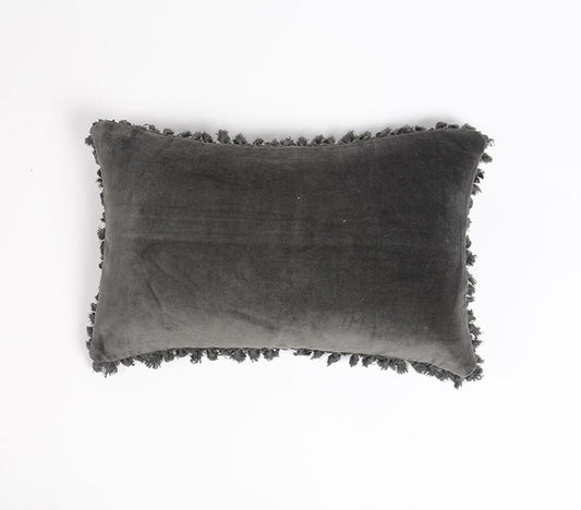 Solid Velvet Cotton Cushion Cover Border Fringes - GAAIA