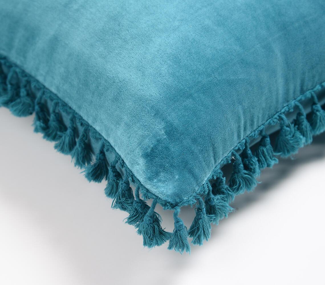 Solid Velvet Cotton Cushion Cover Border Fringes - GAAIA