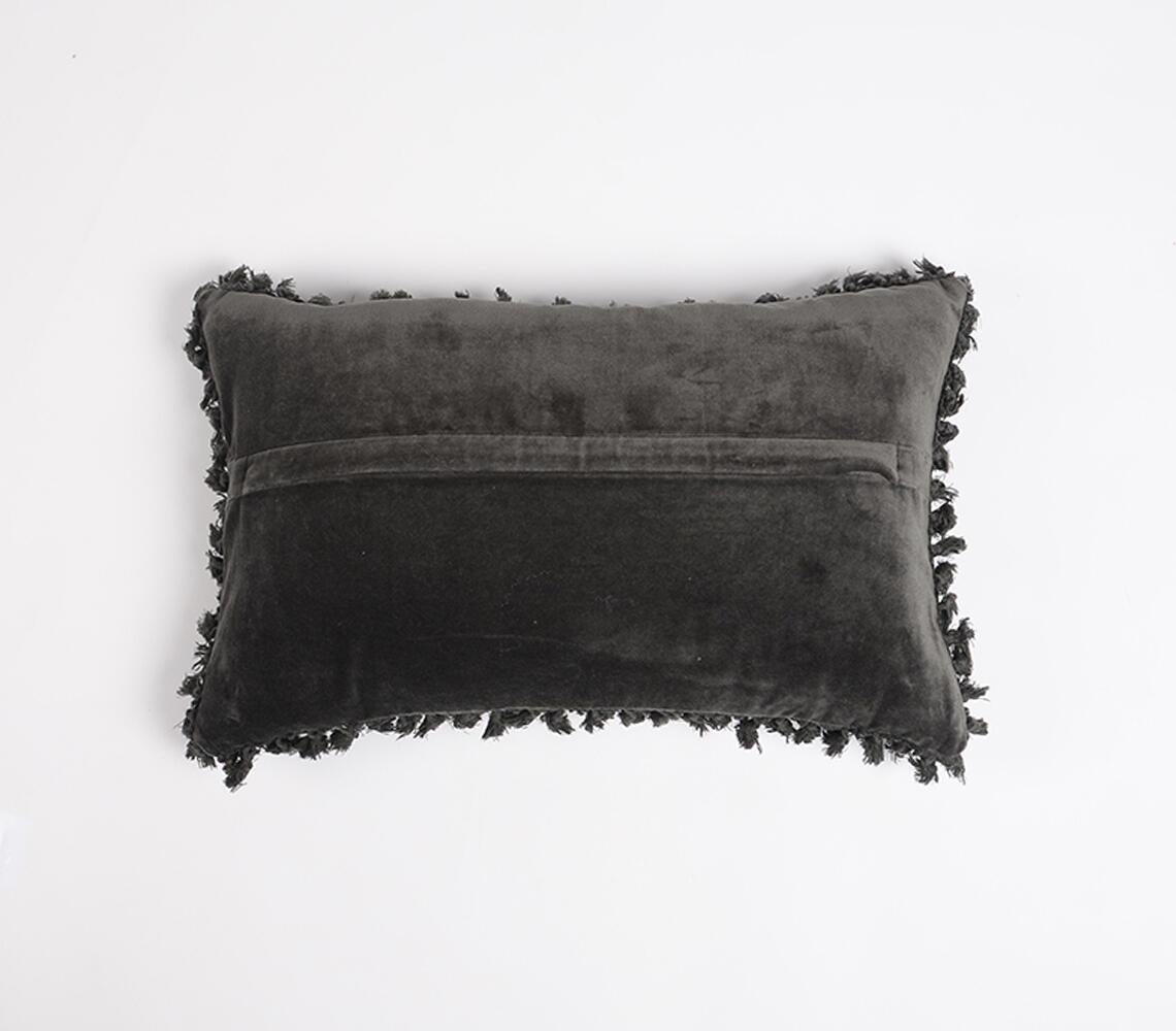 Solid Velvet Cotton Cushion Cover Border Fringes - GAAIA