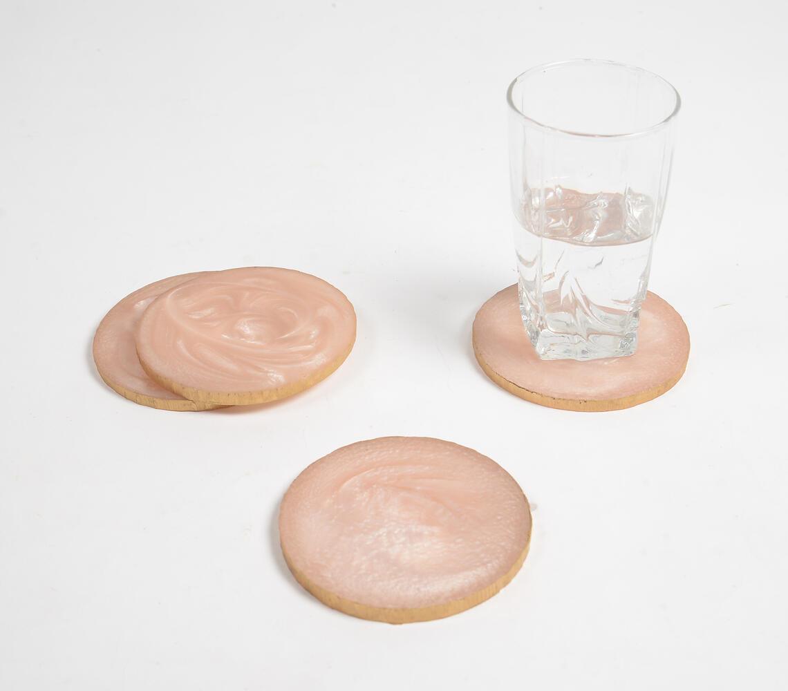 Sparkly Pastel Peach Resin Coasters (set of 4) - GAAIA