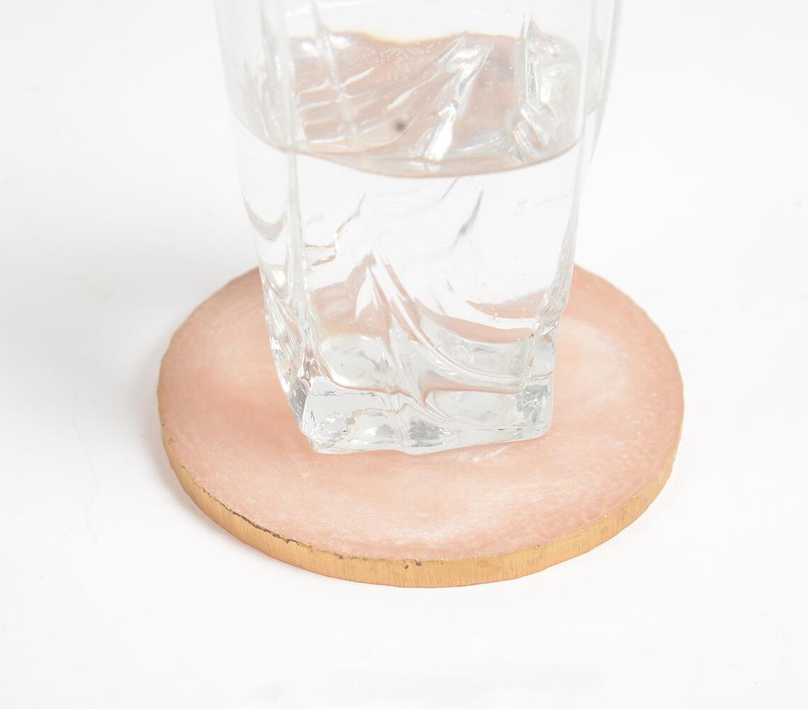 Sparkly Pastel Peach Resin Coasters (set of 4) - GAAIA