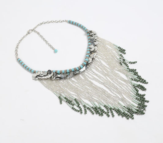 Statement Beaded Fringe Necklace_3 - GAAIA