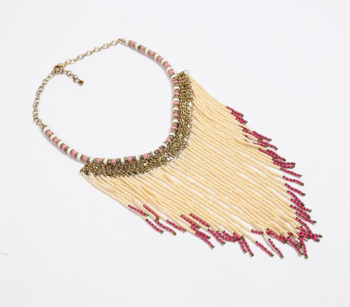 Statement Beaded Fringe Necklace_4 - GAAIA