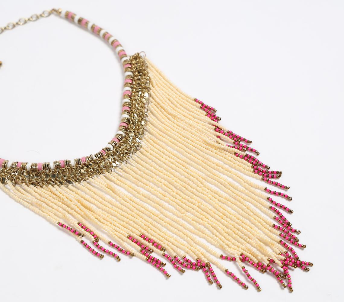 Statement Beaded Fringe Necklace_4 - GAAIA