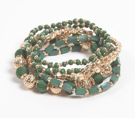 Statement Sage & Metallic Cluster Bracelet - GAAIA