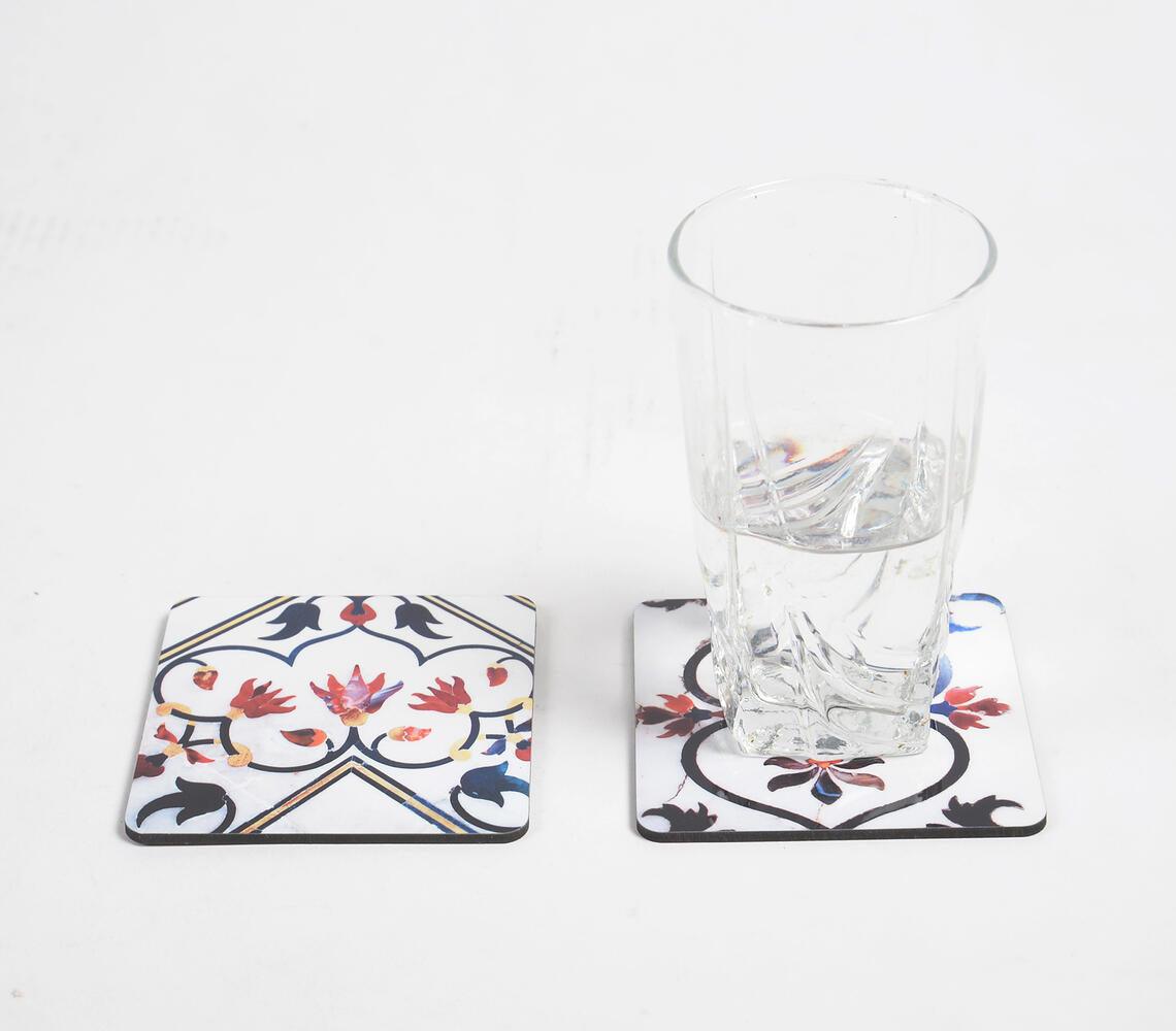 Taj Mahal Floral Laminated & Laser Cut MDF Coasters (set of 2) - GAAIA