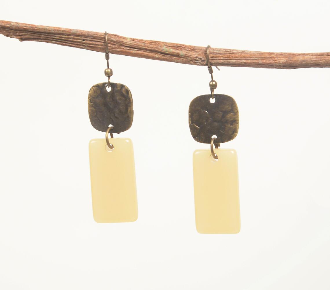 Textured Brass & Resin Dangle Earring - GAAIA