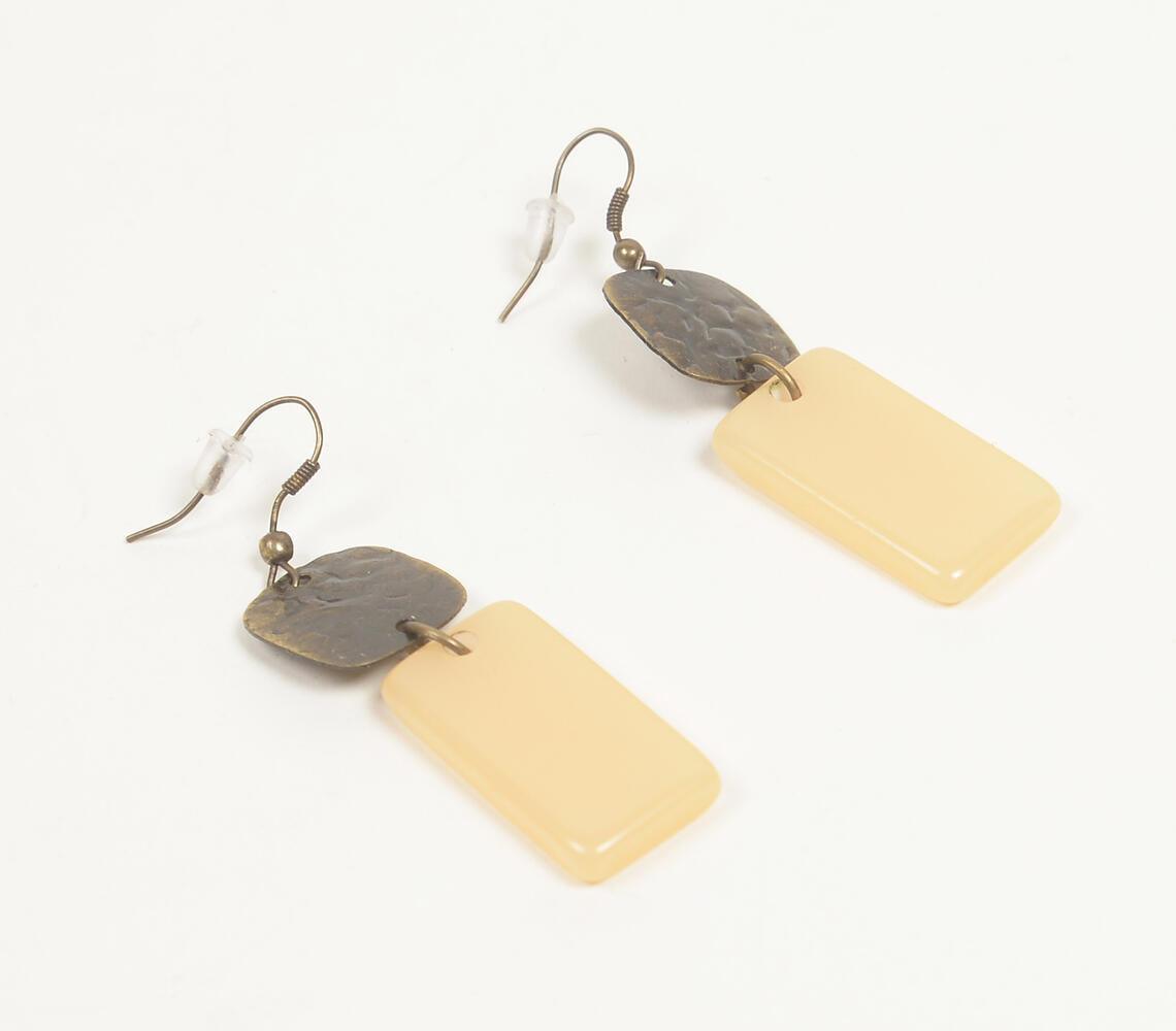 Textured Brass & Resin Dangle Earring - GAAIA