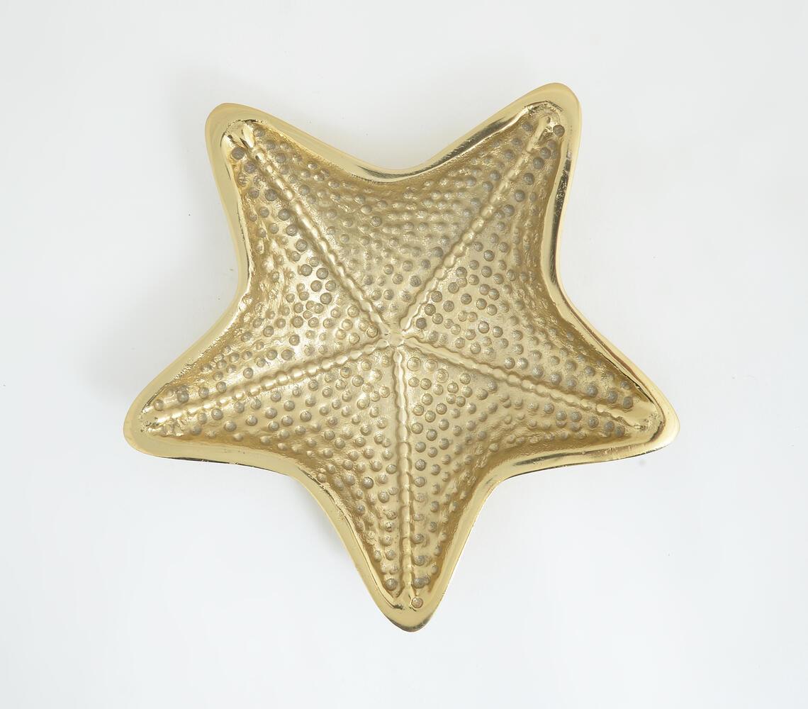 Textured Gold Tined Star Fish Aluminium Tray - GAAIA