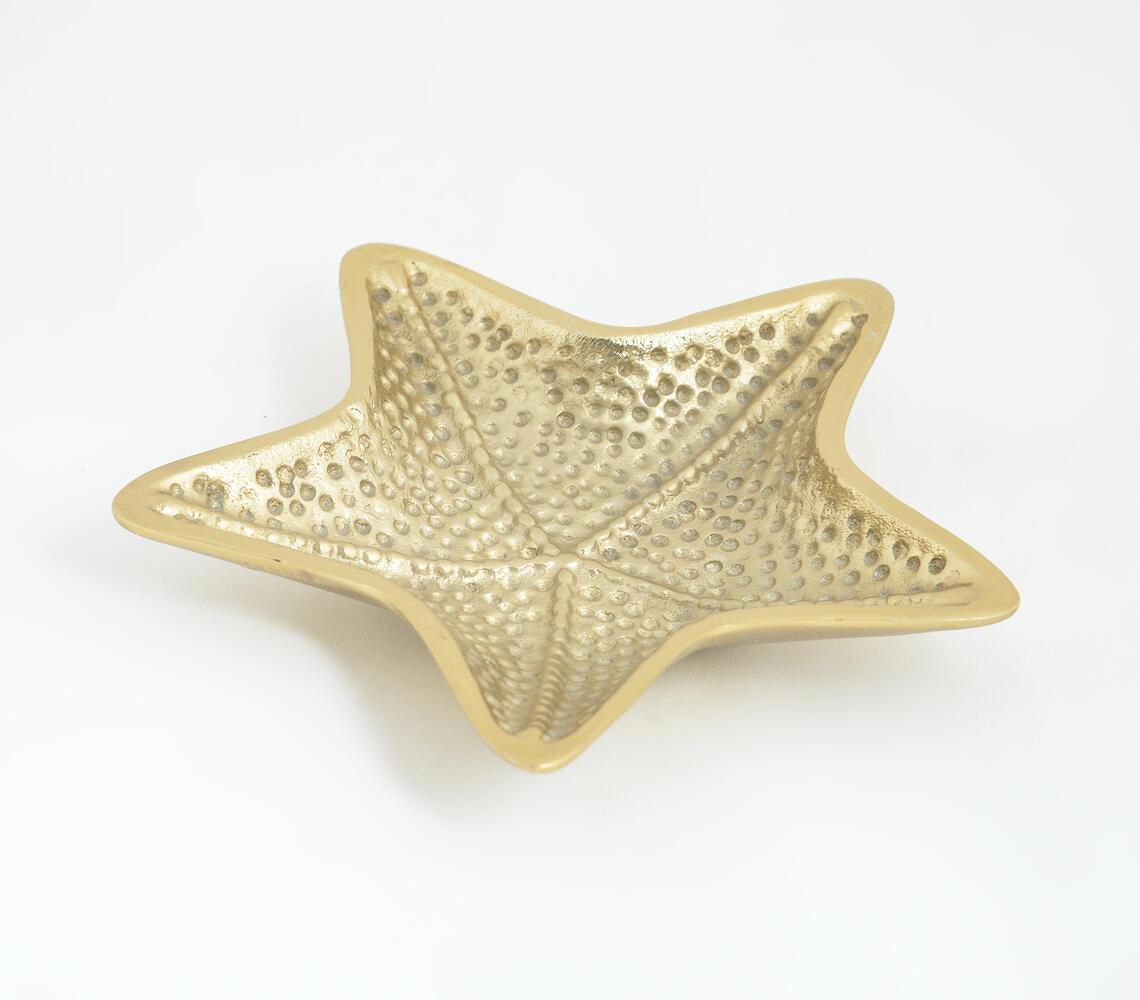 Textured Gold Tined Star Fish Aluminium Tray - GAAIA