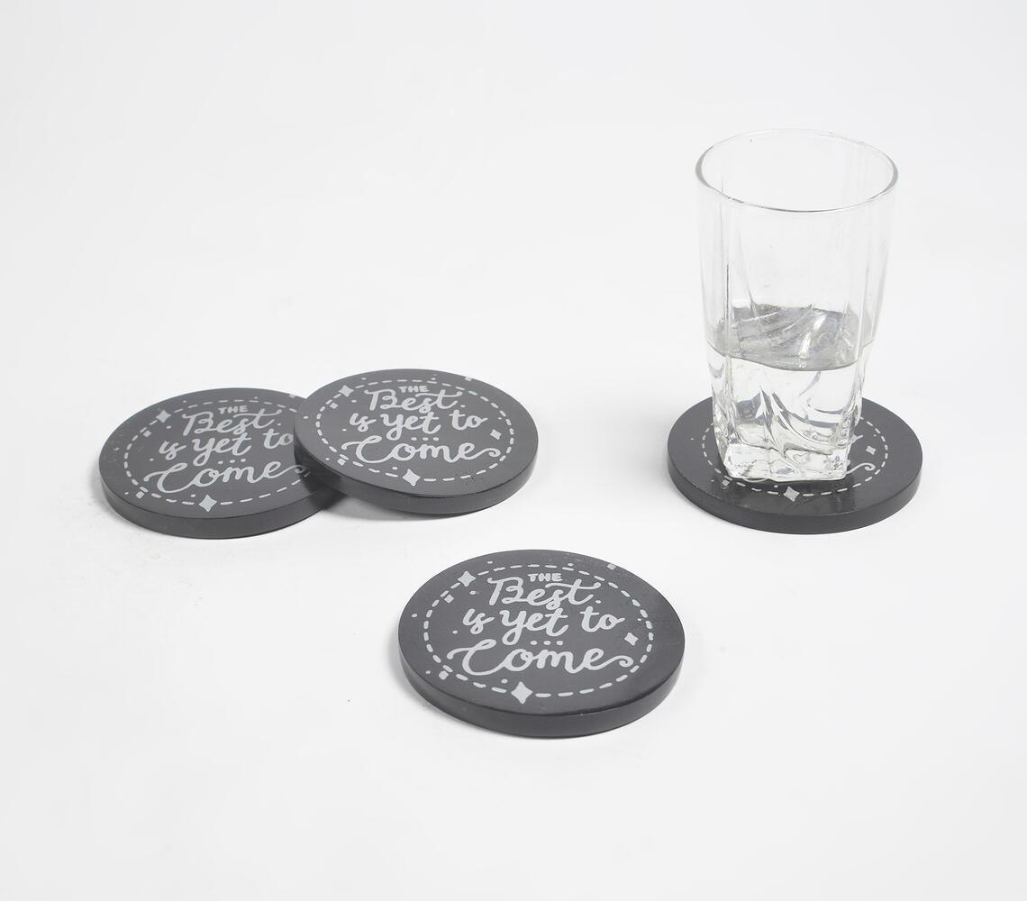 The Best is Yet to Come Mango Wood Coasters (set of 4) - GAAIA