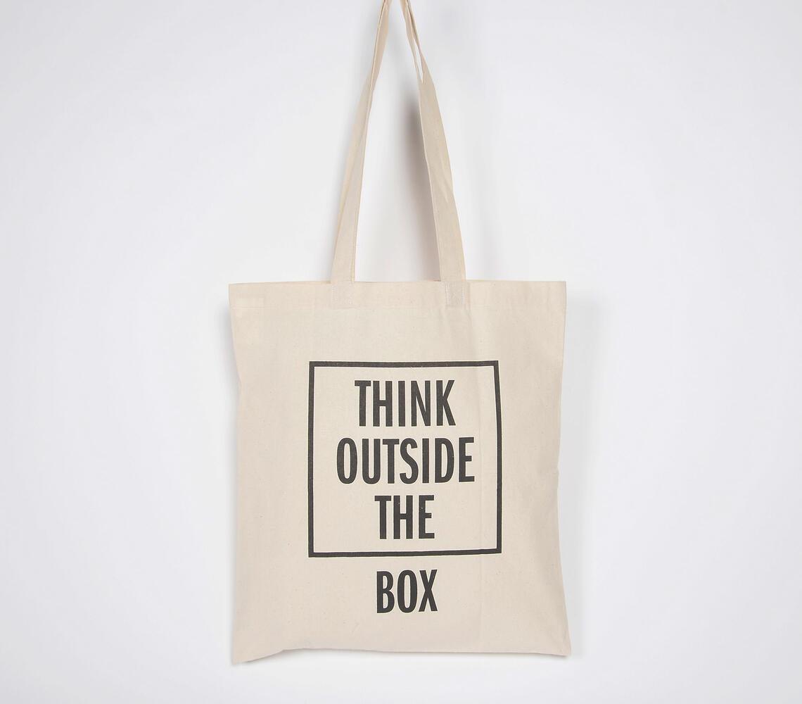 Think Outside the box Cotton Canvas Tote Bag - GAAIA