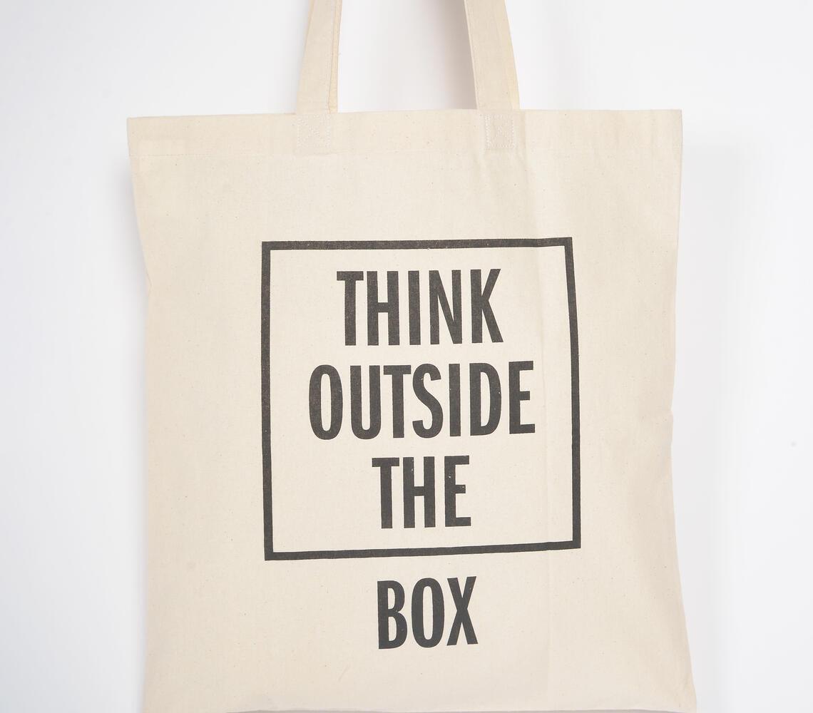 Think Outside the box Cotton Canvas Tote Bag - GAAIA