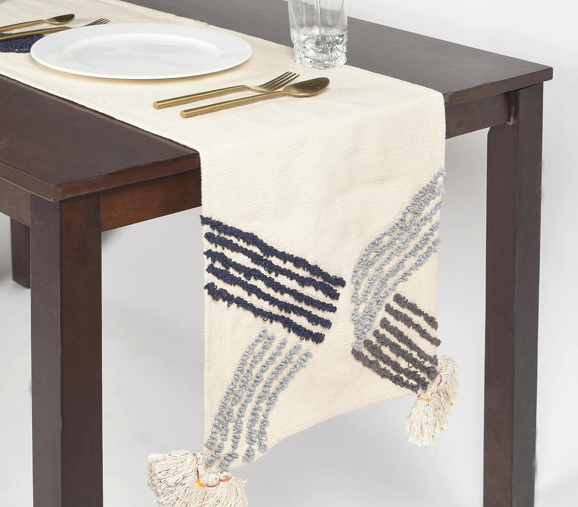 Threaded Cross Cotton Tasseled Table Runner - GAAIA