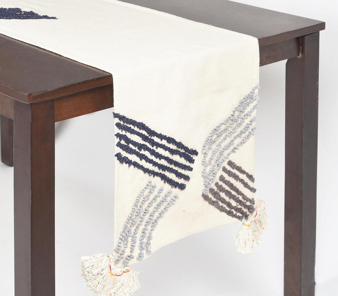 Threaded Cross Cotton Tasseled Table Runner - GAAIA