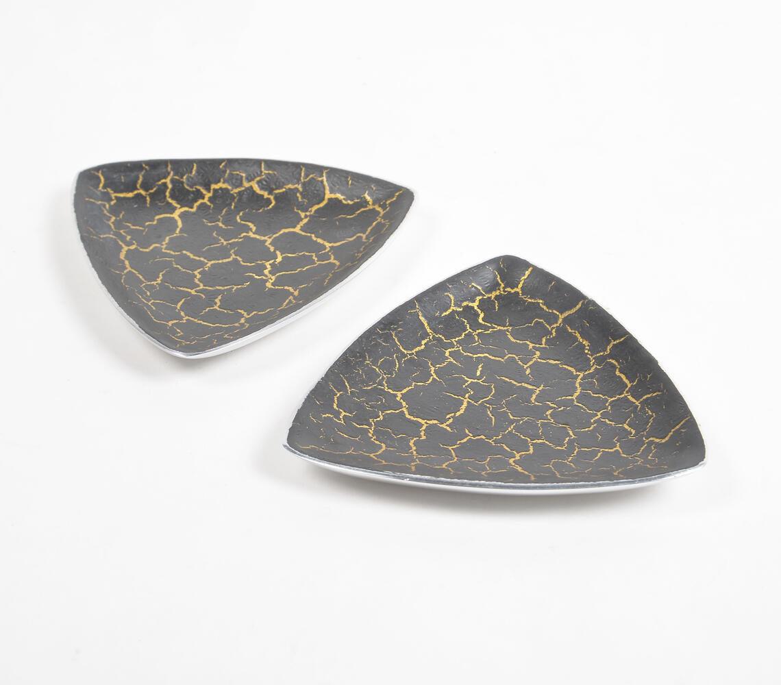 Triangular Black Textured Pizza Slice Plate (Set of 2) - GAAIA