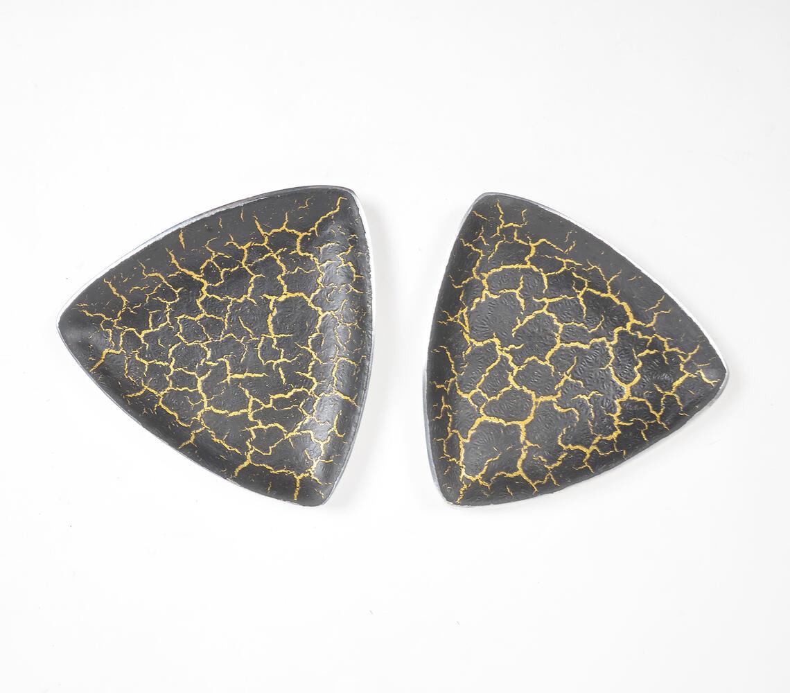 Triangular Black Textured Pizza Slice Plate (Set of 2) - GAAIA