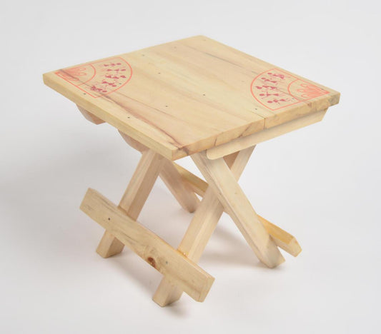 Tribal Warli Wooden Portable Folding Table (Small - 9.5") - GAAIA