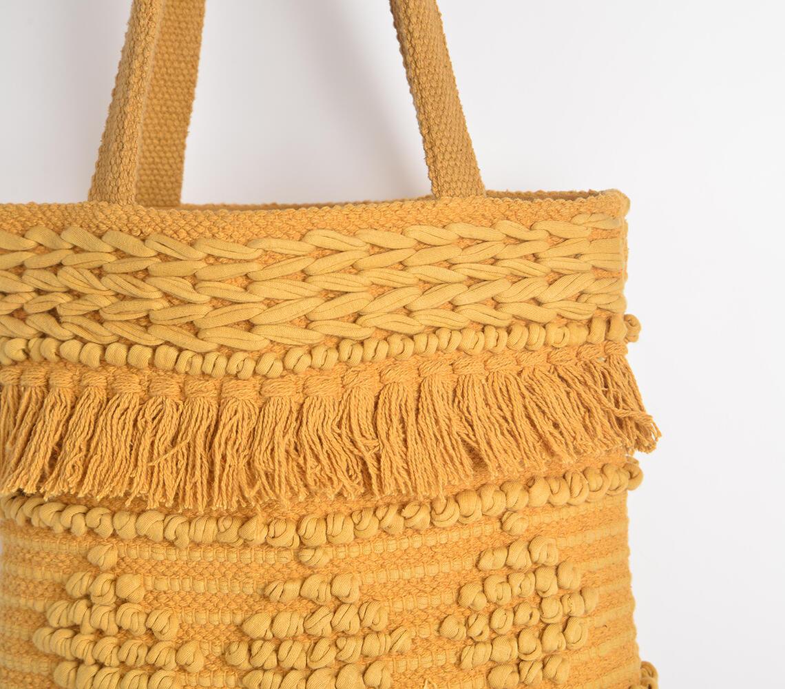 Tufted & tasseled honey tote bag - GAAIA