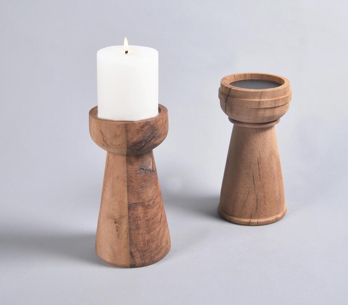 Turned Saal Wood Candle holder_2 - GAAIA